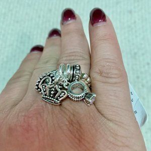 Premier Designs Silvertone Charm Stretch Ring